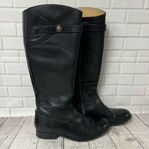 Frye Leather Molly Button Riding Tall Boots Black Size 8 Women